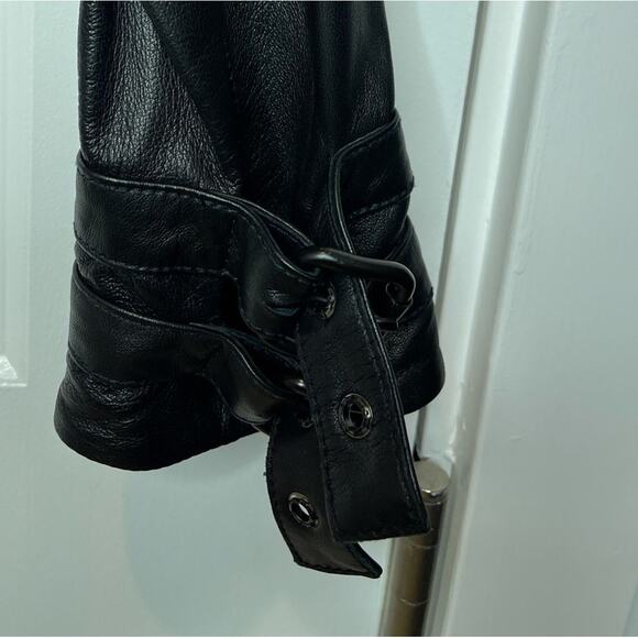 Rock and Republic Jacket Women's Small Leather Cotton Canvas Black Bomber - Picture 9 of 11